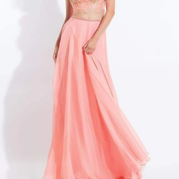 NWT Rachel Allan Cap Sleeve Floral Two-Piece Gown - Picture 2 of 4